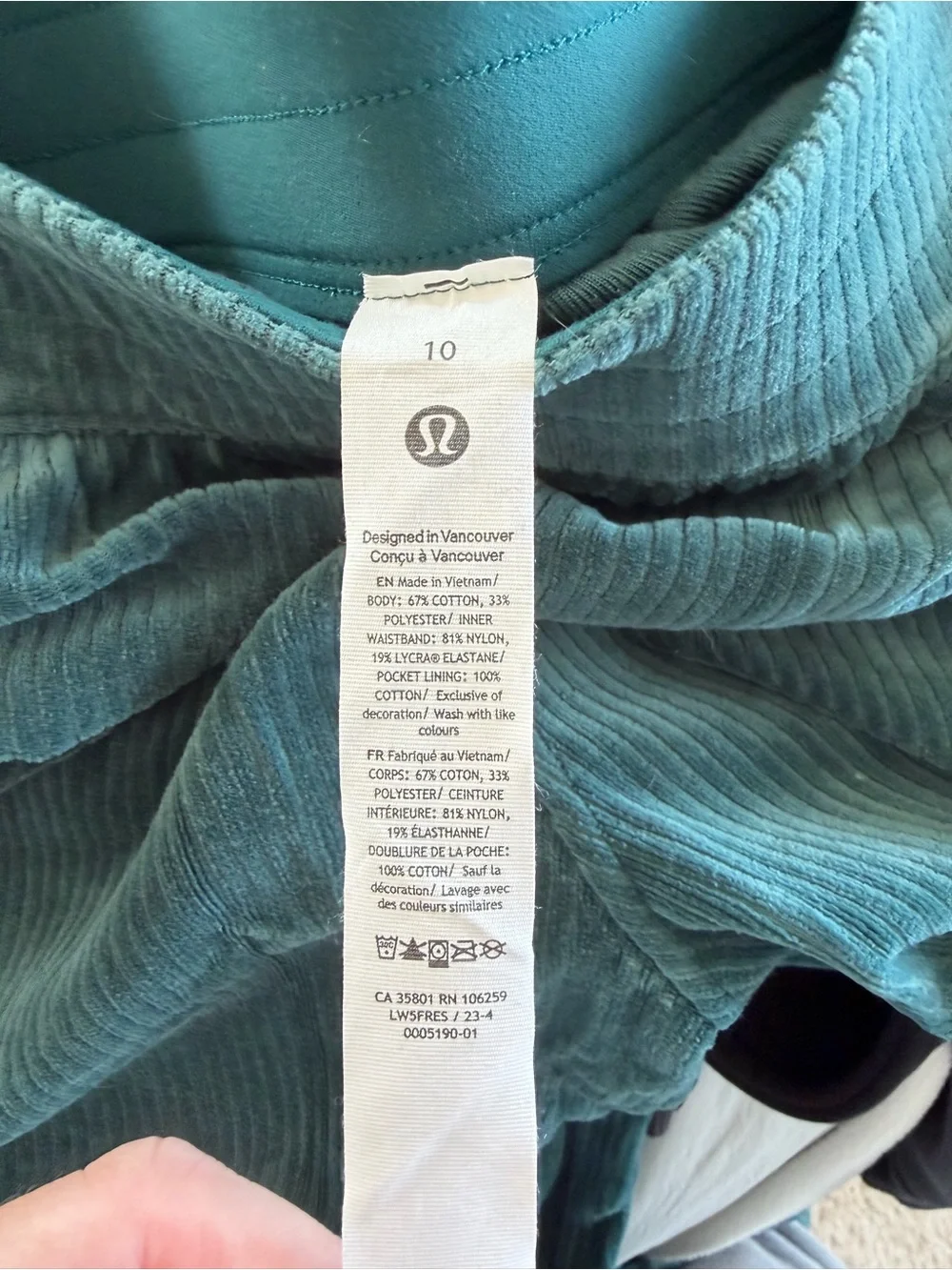 Lululemon Scuba Mid-Rise Wide-Leg Pant *Velvet Cord Storm Teal